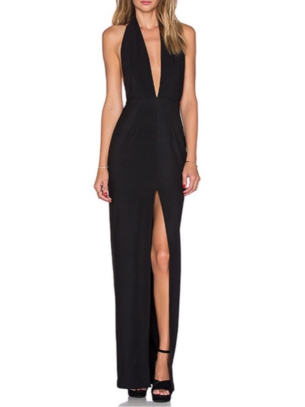 NWT Solace London Aeryn Halter Plunging Maxi Dress